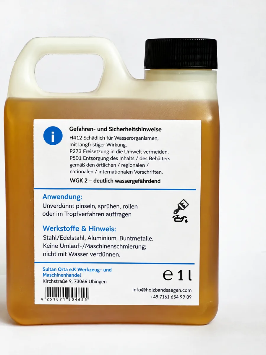 1 Liter ORTAOil HL 37 Schneidöl / Stanzöl / Umformöl für Metallbearbeitung