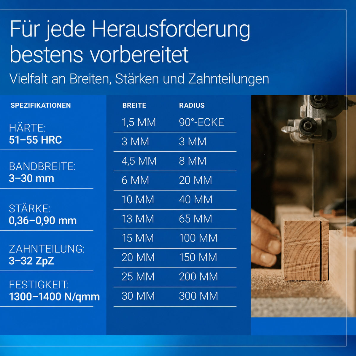 Flexback Sägeblatt für Holz - 1400 x 6 x 0,65 x 6 ZpZ