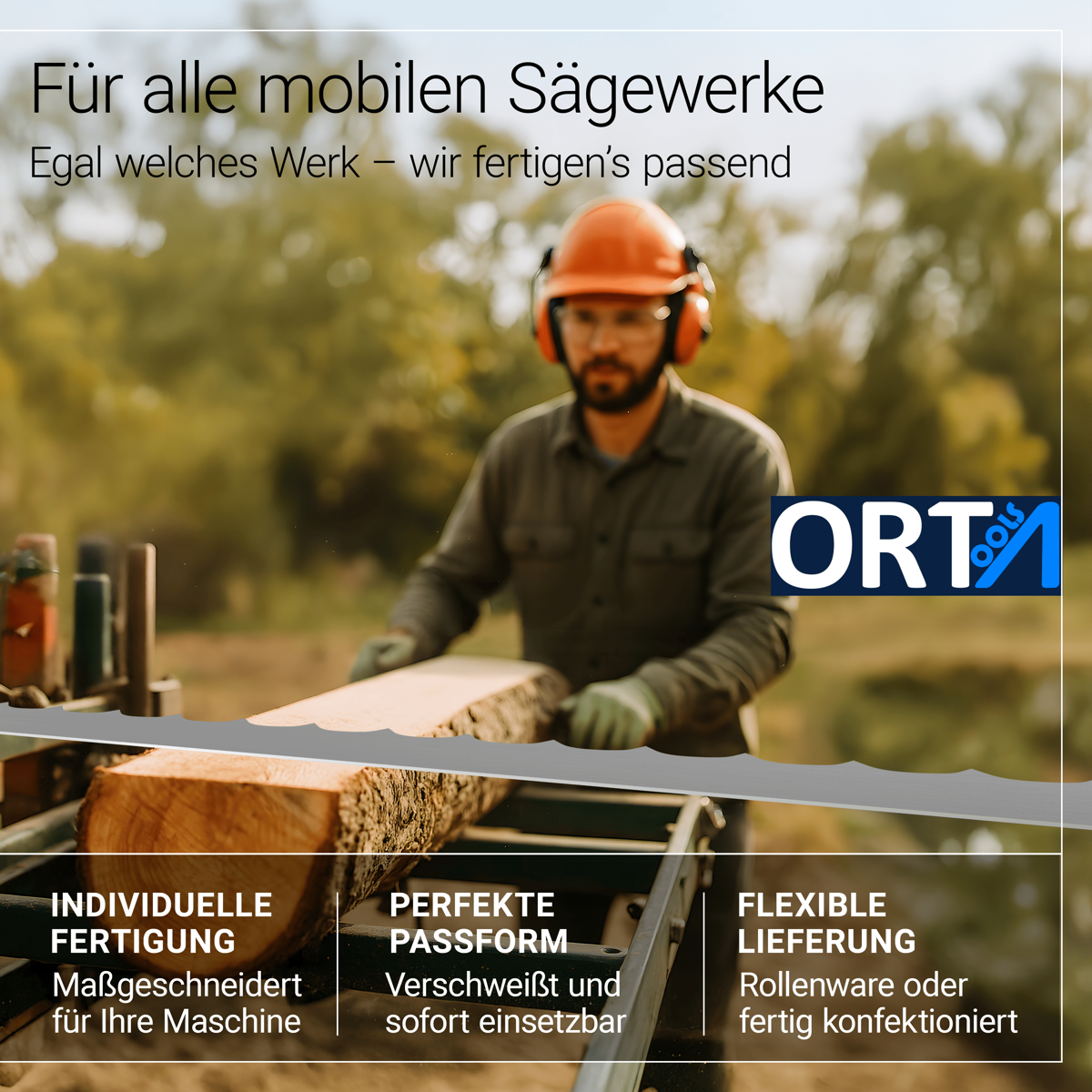 Standard-Sägewerksband Bandsägeblatt für Woodmizer LT10 mobiles Bandsägewerk - 4004 x 32 x 1,1 x 22 mm