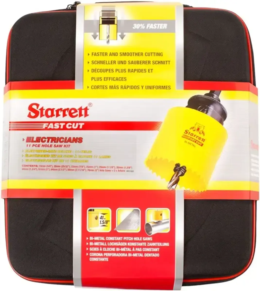 Starrett Bimetall-Lochsägen-Bausatz - 13-teiliges KFC11021 Schneller Schnitt Deluxe Elektriker Lochsägen-Set - Kompatibel mit Bosch Dewalt Hitachi Festool Milwaukee