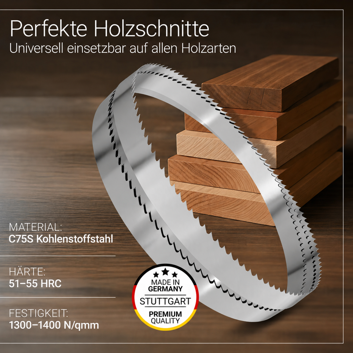 Uddeholm Sägeblatt für Holz - 2100 x 12 x 0,50 x 6 mm