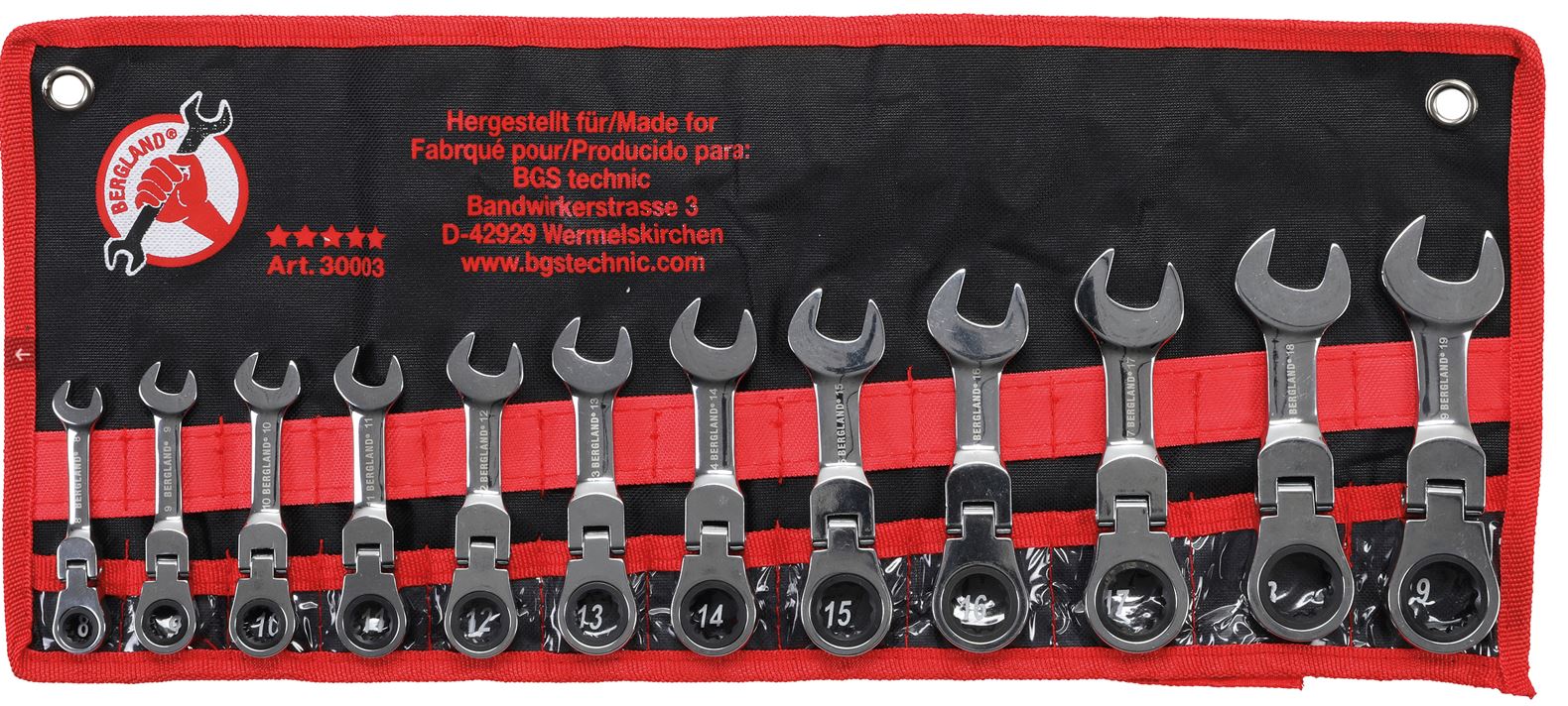 9 mm Ratschenring-Maulschlüssel kurz